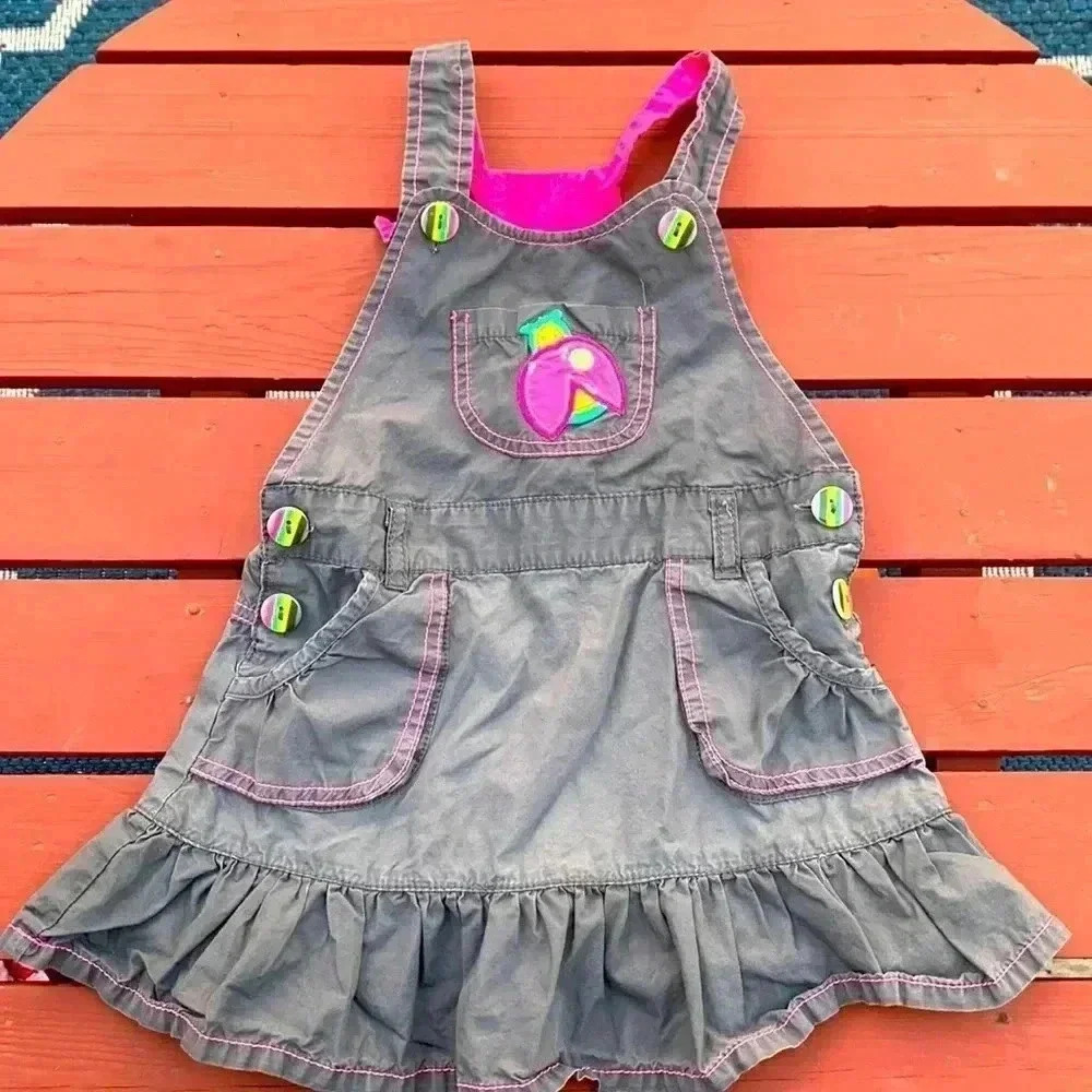 CoolClub 100% cotton, bibbed skirt with bright buttons and embellishments